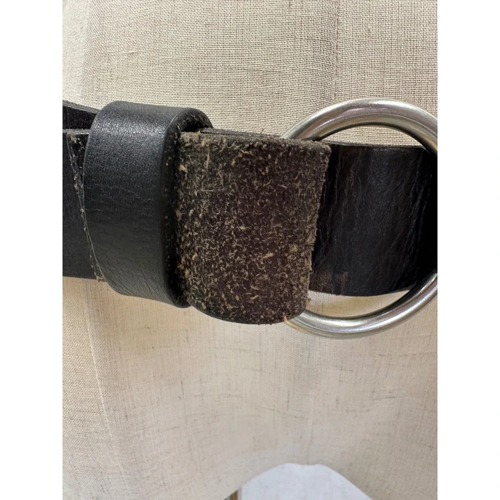 Lauren Ralph Lauren Dark‎ Brown Genuine Leather O-Ring Buckle Belt Womens Large